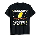 Un canari mignon est assis sur une branche et de petites plumes jaunes volent. Le petit oiseau aime chanter quand il entend un oiseau. Éleveur canari