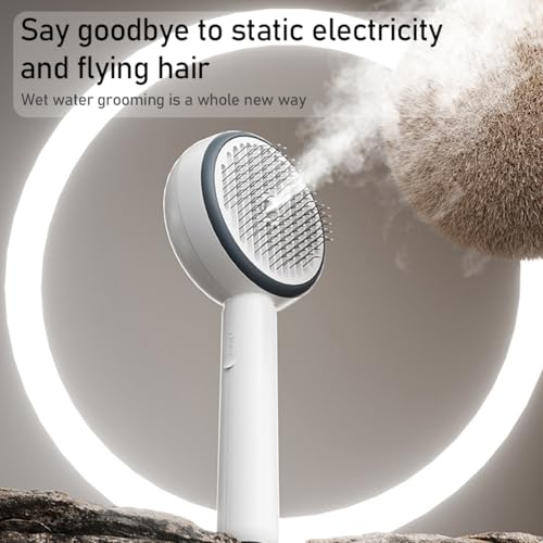 Image of Cat Steam Brush, 3 In 1 Steamy Pet Comb with Release Button and Tank, Anti-Static Dog Steamy Brush for Effective Hair Removal, Rechargeable Steam Cat Comb for Furry Pet