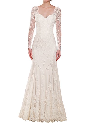 Vestido silueta sirena y mangas de encaje