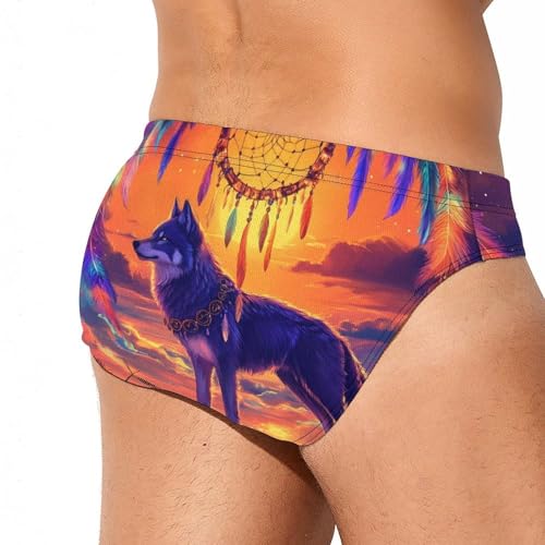 Wolf Dream Catcher Men's Swim Trunks Briefs Swimsuit Swimwear Bathing for Underwear Beach4