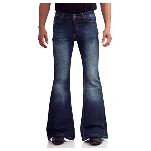 Comycom 70-tals blå jeans med slag mörkblå använda, Mörkblå, 33W x 34L