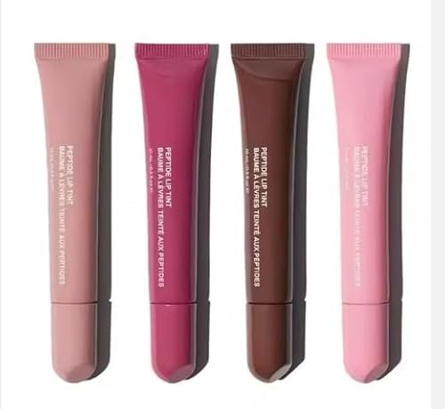 Brillo de Labios Líquido y Relleno, Bálsamo labial voluminoso, Brillo Labial de Péptidos Líquido y Relllenador, Brillo Labial de Alto brillo en tonos Nude con logo