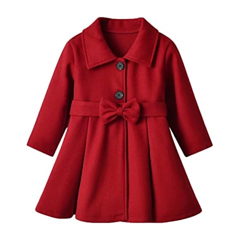 Baby Girls Trench Coat Toddler Girls Winter Windproof Coat Jacket Kids Warm Fleece Outerwear Long Sleeve Peacoat Cover