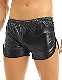 MSemis Herren Boxershorts Wetlook Boxer Briefs Leder Short Pants Retroshorts mit Gesäßtasche Unterwäsche Lederhose Schwarz M-XXL Schwarz XXL