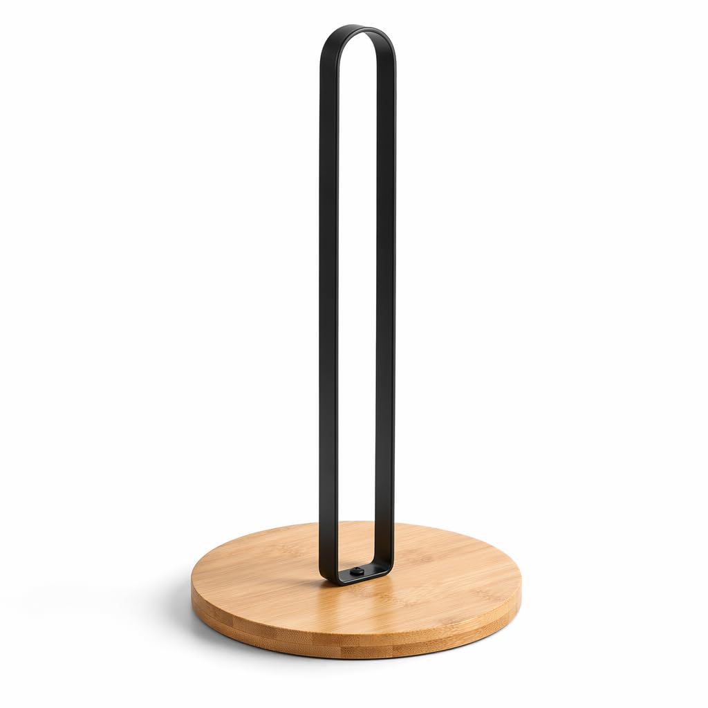 Black Kitchen Roll Holder, Kitchen Towel Holder With Space-Saving Countertop Organisation, Multi-Room Portable Relocation And Humidity-Resistant Storage, For Modern Kitchen And Office Desk Use