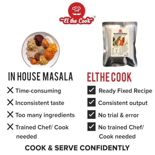 Image of EL The Cook Shawarma Seasoning 500g pack | Marination Powder for Consistent Restaurant-Quality Flavor | Cost-Effective Ready Mix for Chicken Shawarma | Makes 10kg chicken |Approved by Chefs | 100% Veg