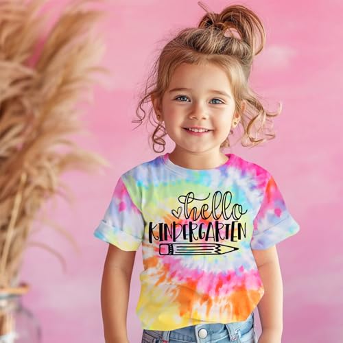 Image of KEKEMI Kid Girls First Day of School Shirt Hello Kindergarten First /Second /Third Grade Tshirt Back to School Tees Tops 4-10Y