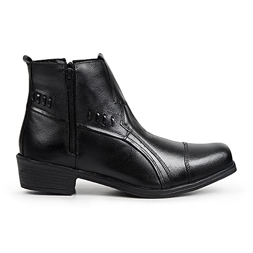 Botina Bota Masculina Couro Legítimo Preto