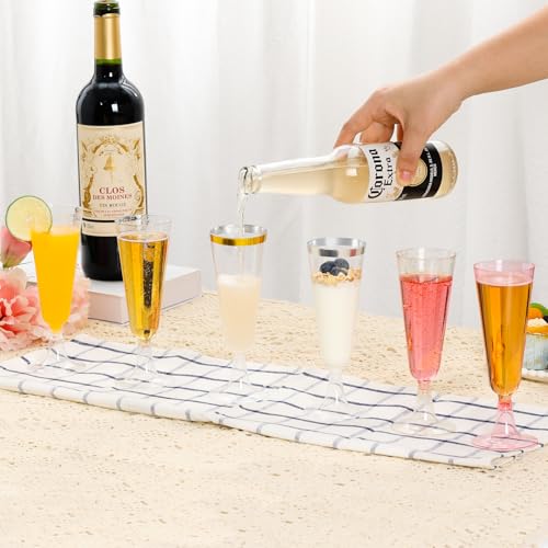 SUREHOME Champagne Flutes Plastic 40 Pcs Gold Glitter Champagne Glasses Disposable Mimosa Glasses Sparkle Clear Acrylic Wedding Toasting Cocktail Cups Bulk for Bridal Shower Birthday Party Supplies - Thumbnail 5