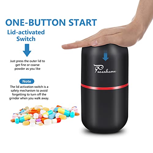 Electric Pill Crusher Grinder, Pill Cutters For Small Or Large Pills, Medication And Vitamin Tablets To Fine Powder, Pill Pulverizer Use For Feeding Tube, Kids Or Pets With Brush, Spoon And Colth #TOP4