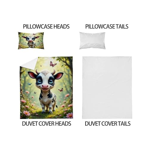 Housse de couette vache à fermeture éclair invisible et imprimé 3D - 5