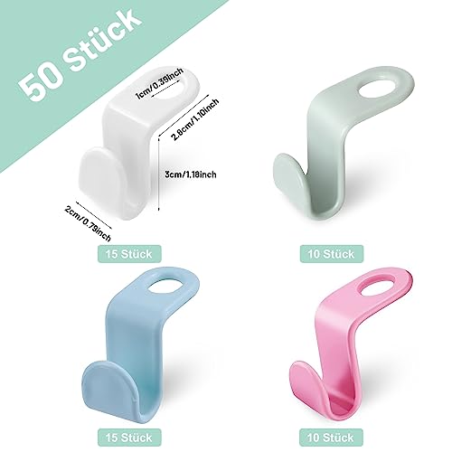 BOZILY 50 Stück Kleiderbügel Platzsparend mit Verbindungshaken, Haken, Clip Drop Verbindungsgriff für Kleiderschrank (4 Farbe)