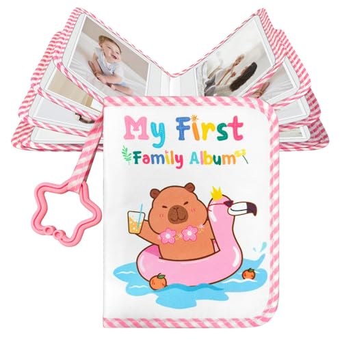 Baby Photo Album - My First Family Album Book Holds 17 4x6 Photos | Soft Cloth Baby Memory Book for Newborn Toddlers, Baby Shower Birthday Gifts, Family Memory Keeper