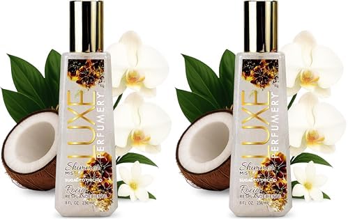 Luxe Perfumery Shimmer Body Mist, Sugared Orchid, 8.0 fl oz (Pack of 2)