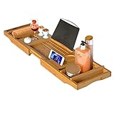✔ 【Buena calidad】 ： La bandeja de la bañera está hecha de la más alta calidad de madera 100% ecológica. Este carrito de bañera está impermeabilizado, por lo que nos aseguramos de que tenga una solidez sin igual y una calidad duradera.