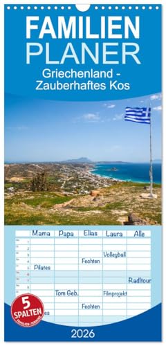 Familienplaner 2026 - Griechenland - Zauberhaftes Kos mit 5 Spalten  Wandkalender 21 cm x 45 cm  CALVENDO  Der Kalender präsentiert die schönsten .. zu malerischen Landschaften  CALVENDO Orte