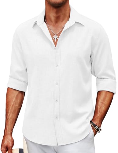 COOFANDY Men's Casual Button Down Shirt Long Sleeve Untucked Chambray Shirt Wrinkle Free Dress Shirts