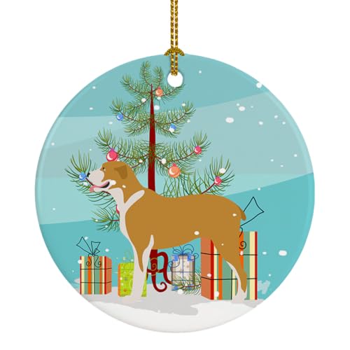 Caroline's Treasures Belgium Mastiff Christmas Ceramic Ornament Christmas Tree Hanging Decorations for Home Christmas Holiday, Party, Gift, 3 in, Multicolor
