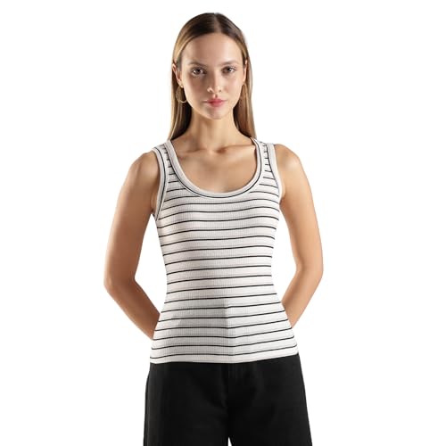 Image of TICKLED PINK Women Ribbed Tank Top Slim Fit Stretch Sleeveless Casual Summer Top