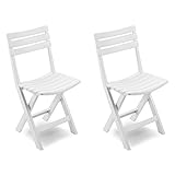 FineHome Lot de 2 chaises pliantes pratiques pour terrasse, jardin, balcon et camping - Résistantes aux intempéries - Blanc