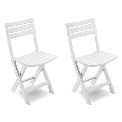 FineHome Lot de 2 chaises pliantes pratiques pour terrasse, jardin, balcon et camping - Résistantes aux intempéries - Blanc
