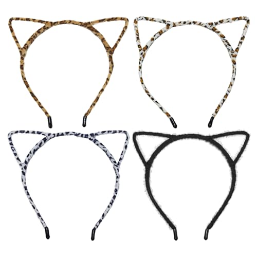 4 peças diárias para a cabeça de orelha de gato, faixas de cabeça de luxo, lindos diademas de lavagem, diadema de festa engraçada.
