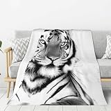 LfearTesa Mantas para sofá y sillón, colchas, Mantas de Viaje, Mantas para sofá Cama, Tigre,80'x60'