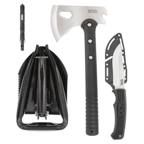 SOG Ultimate Camping Kit - Camp Axe, Field Knife, Entrenching Tool and Flint