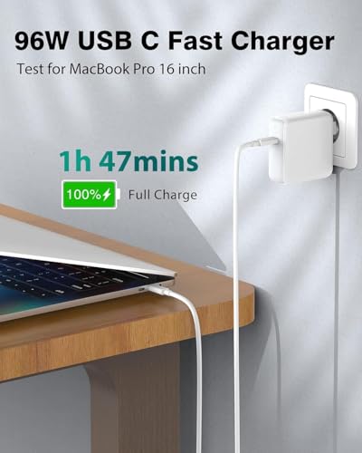 Image of 96W USB C Charger for Ma /Book Pro 16, 15, 14, 13 inch 2025 2024, 2023, 2022, 2021, M4 M3 M2 M1 Ma /Book Air, USBC Laptop Power Adapter (AP 96W Type C)