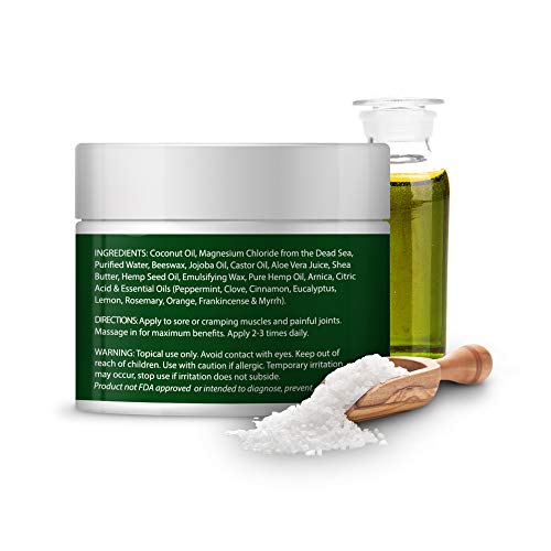 Magnehemp Hemp Relief Cream - Pain Relief Cream For Arthritis, Back, Knee, Joint, Carpal Tunnel, Nerve, Muscle Pain, Inflammation, Soreness With Natural Peppermint - Magnesium Oil 750000Mg Made In Usa #TOP5