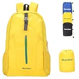 Monaker Mochila de senderismo, ultraligera y compacta portátil para senderismo, ciclismo y camping, Amarillo, Estándar, Deportes y Hinking