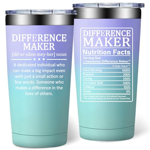 DOEARTE Thank You Gift for Women - Difference Maker Gifts - Teacher Appreciation Gifts - Administrative Professional Day Gifts Gift for Coworker, Boss, Employee - 20oz Tumbler