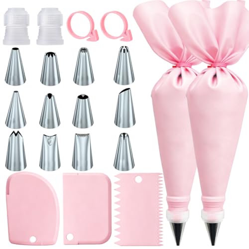 21Pcs Cake Decorating Tools: Reusable Pastry Bags & Tips Kit