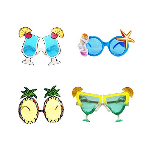 Creative Hawaiian Tropical Sunglasses - 8 Pack Luau Fancy Dress Party Supply, Beach Photo Booth Props2