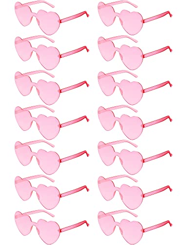 Flutesan 42 Pairs Heart Shaped Sunglasses Bulk for Women Cute Y2k Trendy Rimless Transparent Heart Glasses for Party Favor