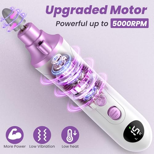 Maniküre Set Elektrisch, Pediküre Set Fußpflege Elektrisch Nagelfeile mit 9 Aufsätze zur Nagelpflege, Pediküreset Elektrisch mit 15 Geschwindigkeitsstufen und LED Licht für Hände und Füße