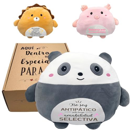 Regalos Mujer Originales | Cojín Peluche con Frase Divertida | Regalo Amiga Cumpleaños | Detalles para Regalar a Mejores Amigas (Panda 2) Regalos Mujer Originales | Cojín Peluche con Frase Divertida | Regalo Amiga Cumpleaños | Detalles para Regalar a Mejores Amigas (Panda 2)