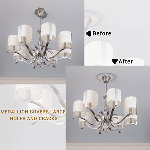 Canomo 2 Packs Molded Polyurethane Ceiling Medallion Chandelier Medallion For Light Fixtures And Ceiling Fans, 10"Od X 3 7/8"Id, Matte White #TOP7