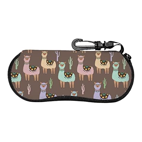 Guvaola Llama Llama Portable Eyeglass Case Glasses Pouch Travel Sunglasses Soft Case,Glasses Box,Light Neoprene Zipper Eyeglass Case with Belt Clip Cover