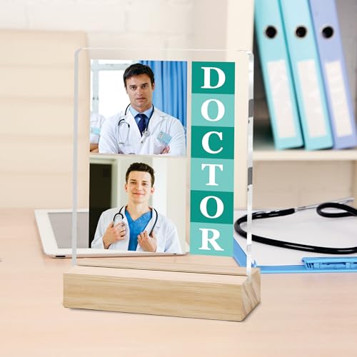 Image of Giftplease Best Doctor Photo Plaque with Wooden Stand | Personalised Gift for Doctors | Thank You Gift for Medical Professionals | Home Office Table Decor |Appreciation Frame for Doctor DCT 07