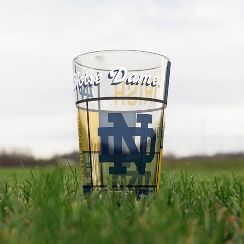 Image of Logo Brands NCAA oz Stained Glass Pint Glass - 3D Embossed Logo & Bold Team Colors - Durable Sports Fan Beer Glass for Home, Bar & Tailgates