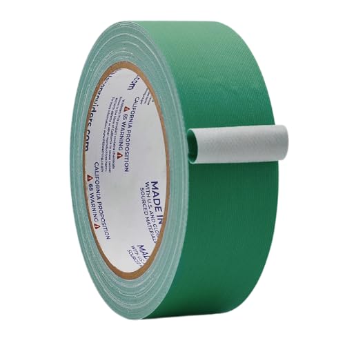 Image of WOD GTC12 Gaffer Tape, Green Low Gloss Finish Film, 1.5 inch x 60 ft. (Pack of 32) Residue Free, Non Reflective Cloth Fabric, Secure Cords, Water Resistant, Photography, Filming Backdrop
