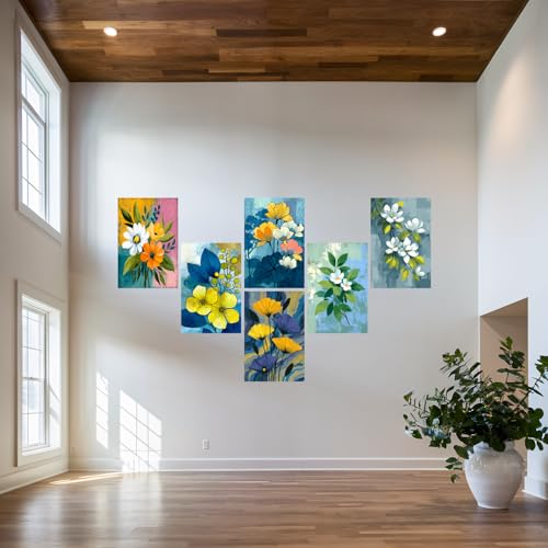 Image of SiddArtify Floral Wall Art Prints Set - Botanical Flower Poster Decor for Living Room Bedroom Office - 12x18 inch Board Pack of 6