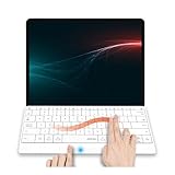 This Bluetooth wireless keyboard features a unique design, combining comfortable typing with a large touchpad seamlessly integrated into the key surface. It offers two modes for effortless switching between typing and touchpad functionality. Innovati...