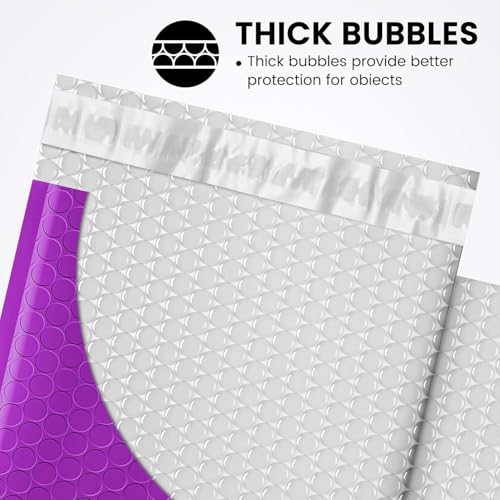 Image of Fuxury Bubble Mailers 6x10 inch 100 Pack Purple Padded Envelopes Usable 6x9 inch | Seal Seal Mailing Envelopes Bubble Padded, Shipping Bags for Mailing,Packaging, Small Business, Boutique, Bulk #0
