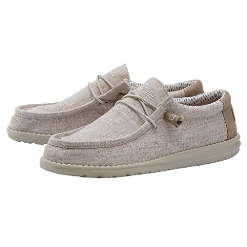 Image of HEYDUDE Men's Wally Chambray Nut Size 6 | Men's Shoes | Men's Lace Up Loafers | Comfortable & Light-Weight