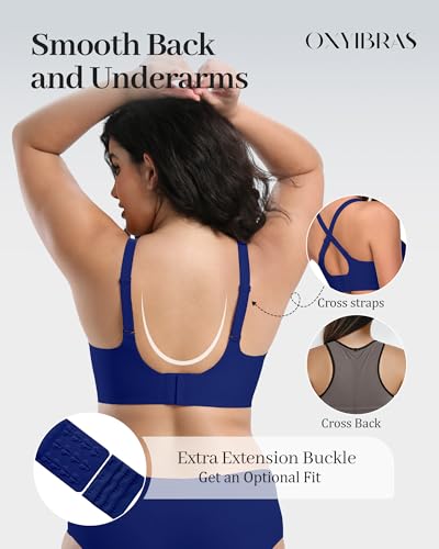Image of Jelly Bras for Women No Underwire Mesh Wireless Crossover Bra Seamless Full Coverage Lift T Shirt Sleep Bralettes