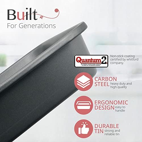 RHOLET 20cm Square Baking Tin for Cake 2 Inch Deep Brownie Tin  8x8 Inch Cake pan Non-Stick Carbon Steel with 0.5 mm Thickness for Brownies, Cupcakes, Christmas Casserole, Mac n Cheese