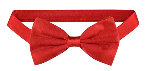 Vesuvio Napoli 100% SILK BOWTIE Solid RED Color Men's Bow Tie for Tuxedo or Suit