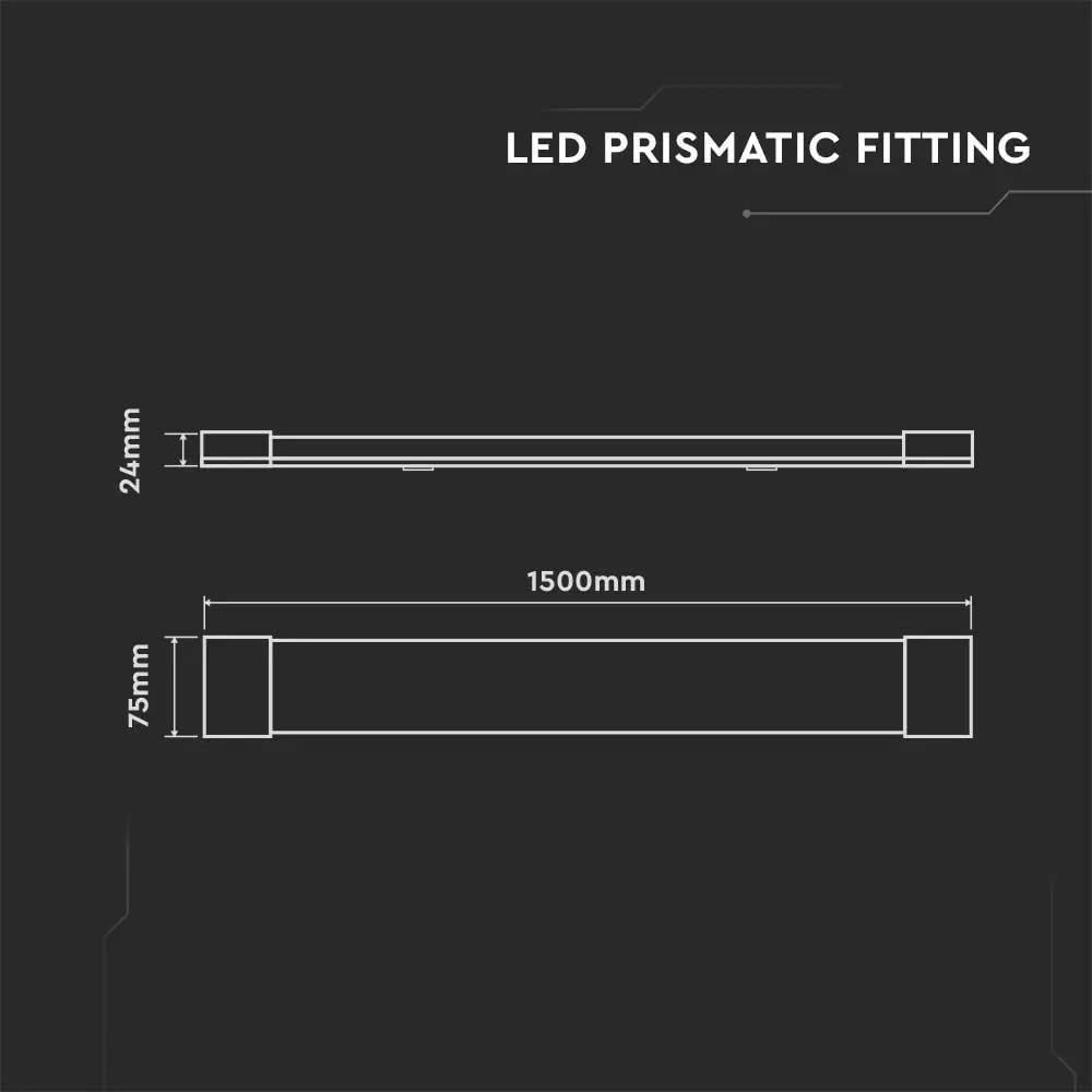 Set - Lichtleiste, 150cm, 50W, 6000 Lumen, Kaltweiß 6500K, IP20, 120 lm/W, Röhrenlampe, Langfeldleuchte, Kellerleuchte, Kein Flackern, Innenmontage (2-er Pack)